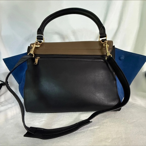 Celine Trapeze Brown, Black and Blue Shoulder Bag - Picture 5 of 6